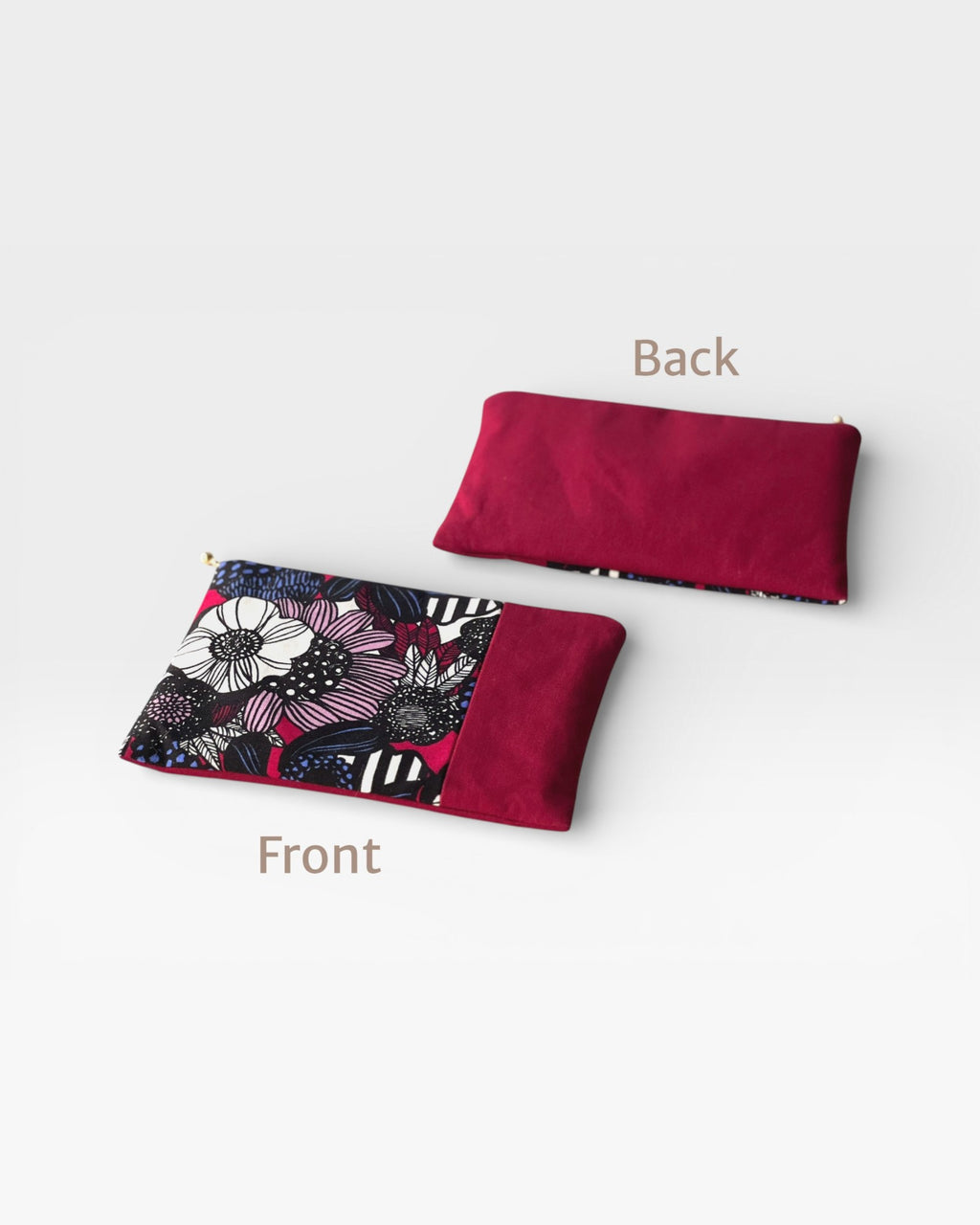Deep Red Floral Zipper Pouch