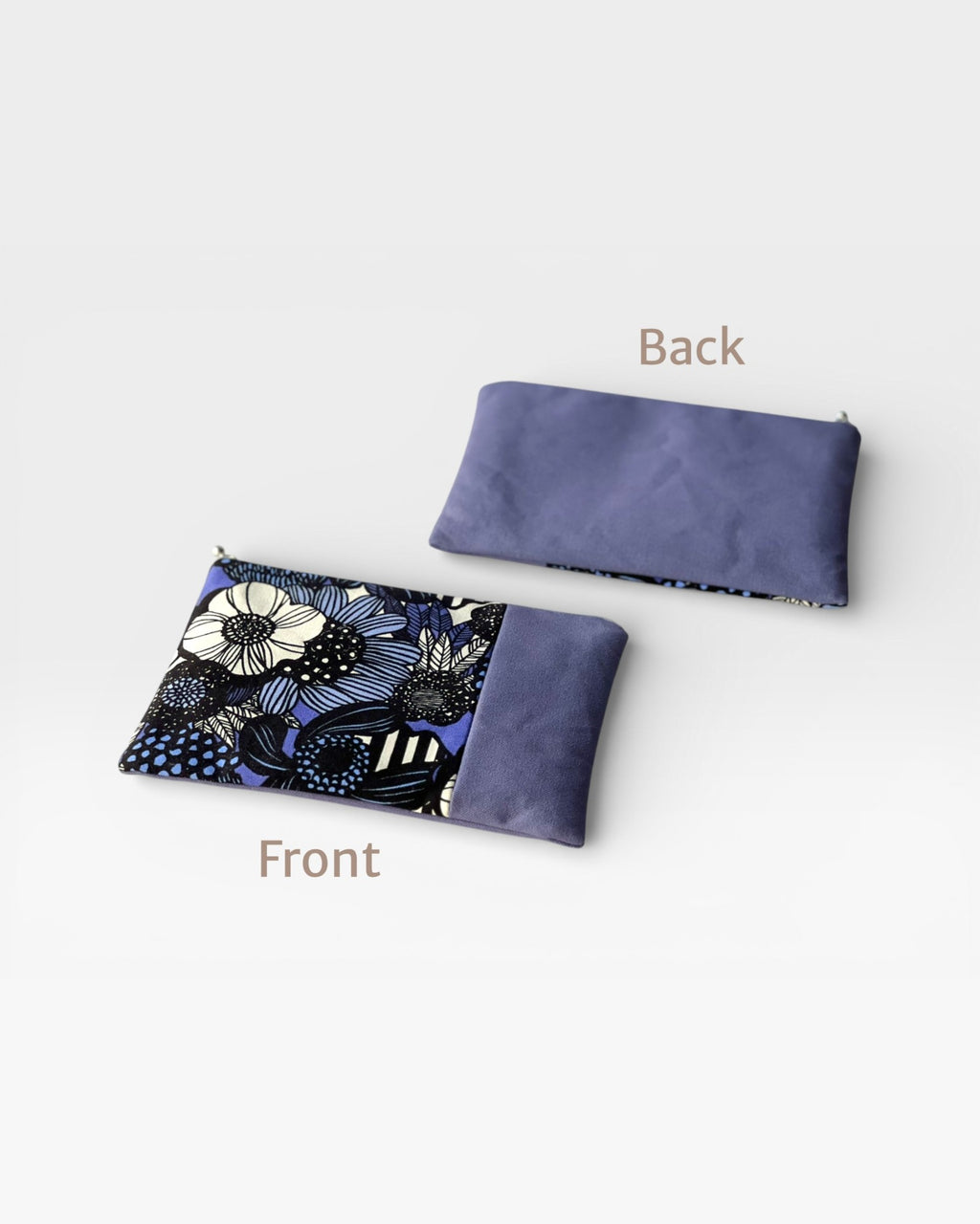 Dusty Blue Floral Zipper Pouch