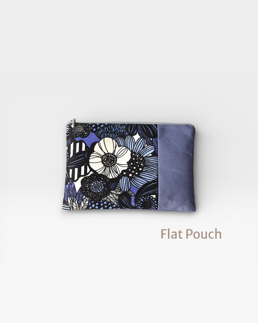 Dusty Blue Floral Zipper Pouch