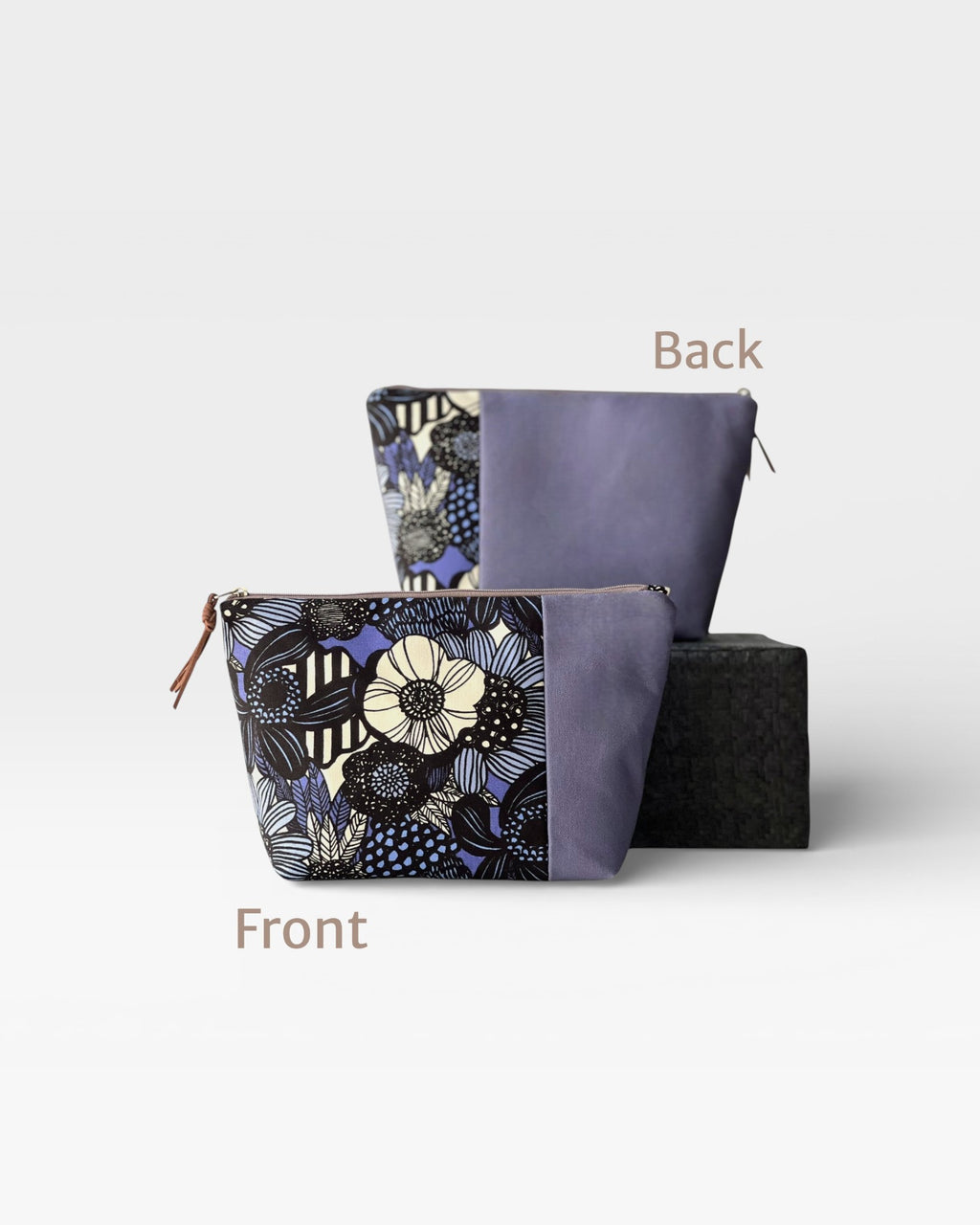 Dusty Blue Floral Zipper Pouch