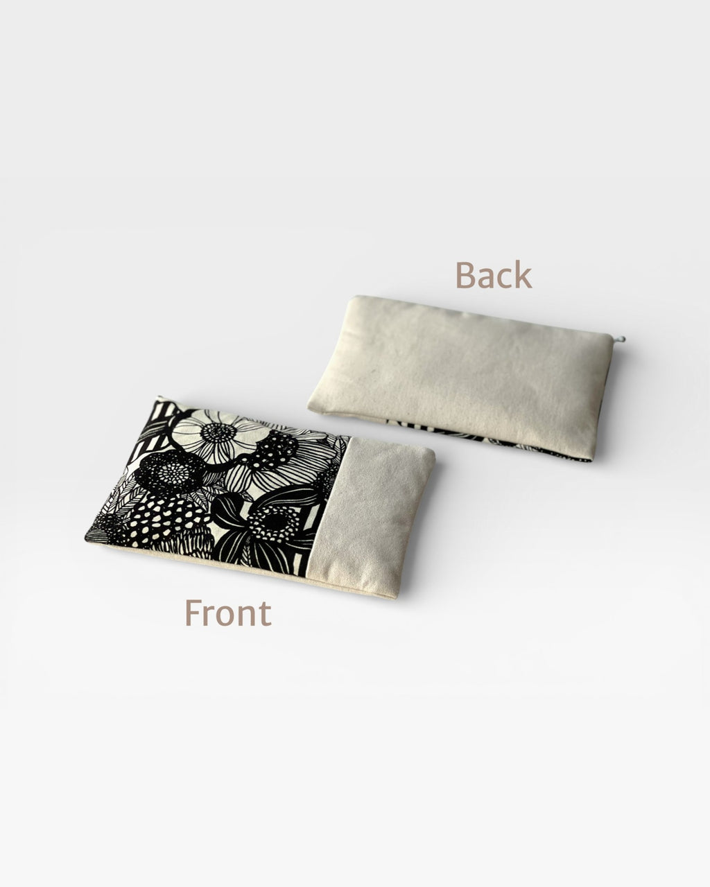 Natural Canvas Floral Zipper Pouch
