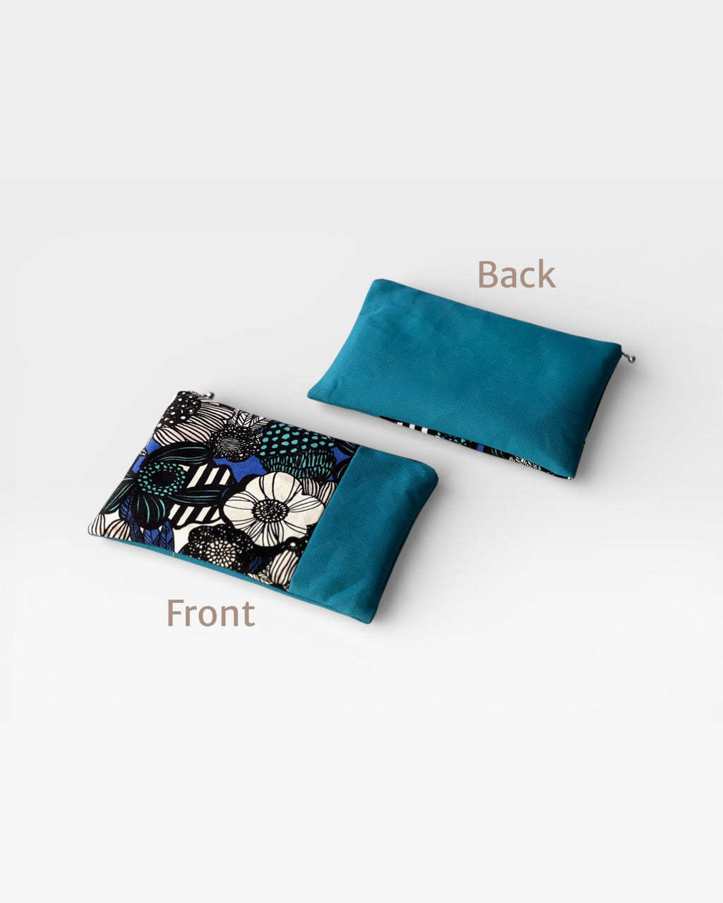 Peacock Blue Floral Zipper Pouch