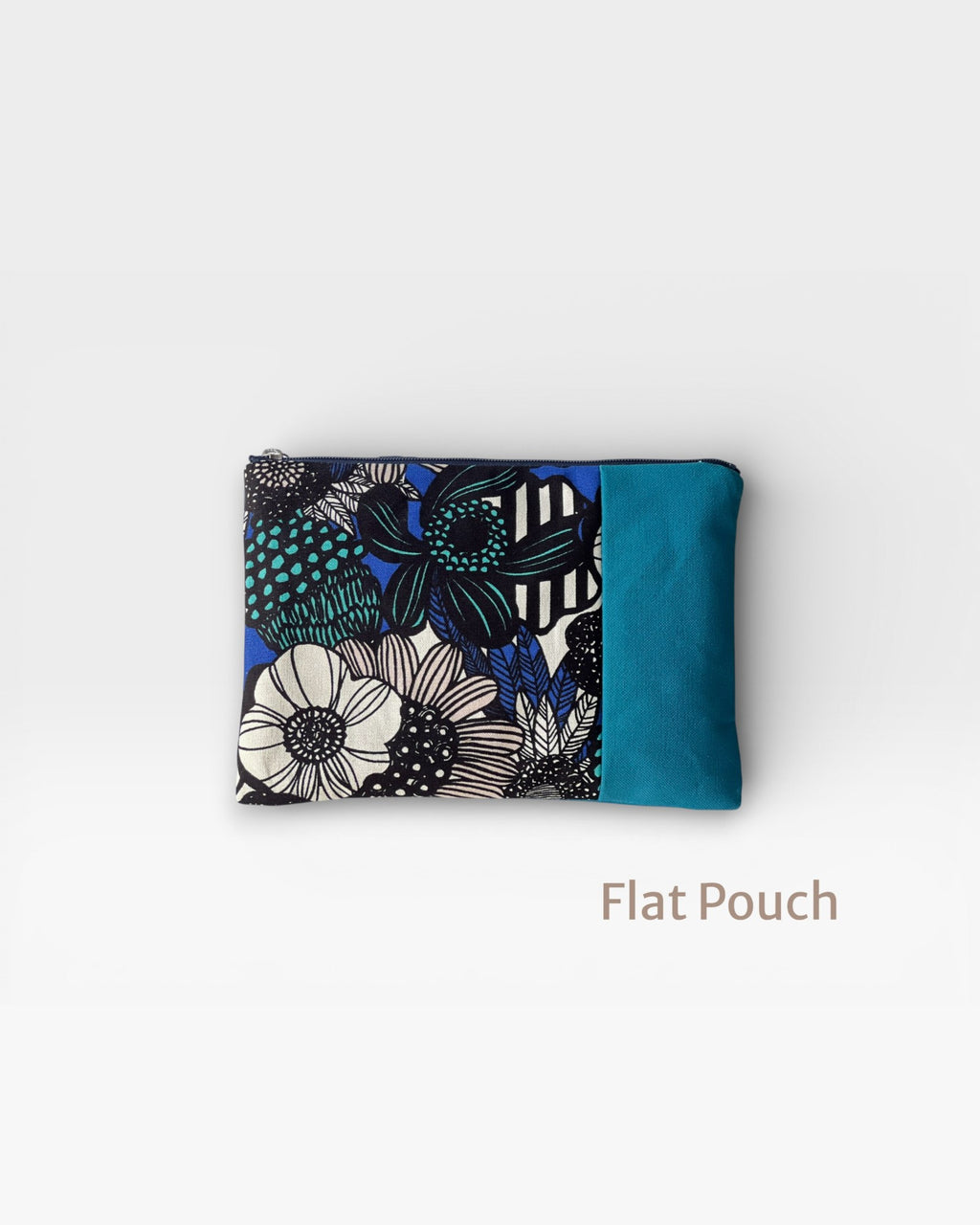 Peacock Blue Floral Zipper Pouch