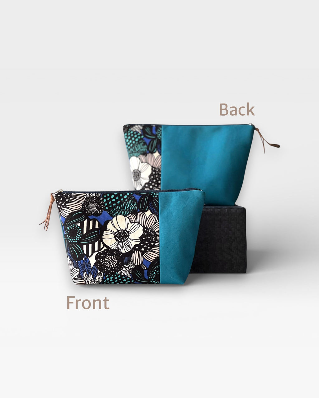 Peacock Blue Floral Zipper Pouch