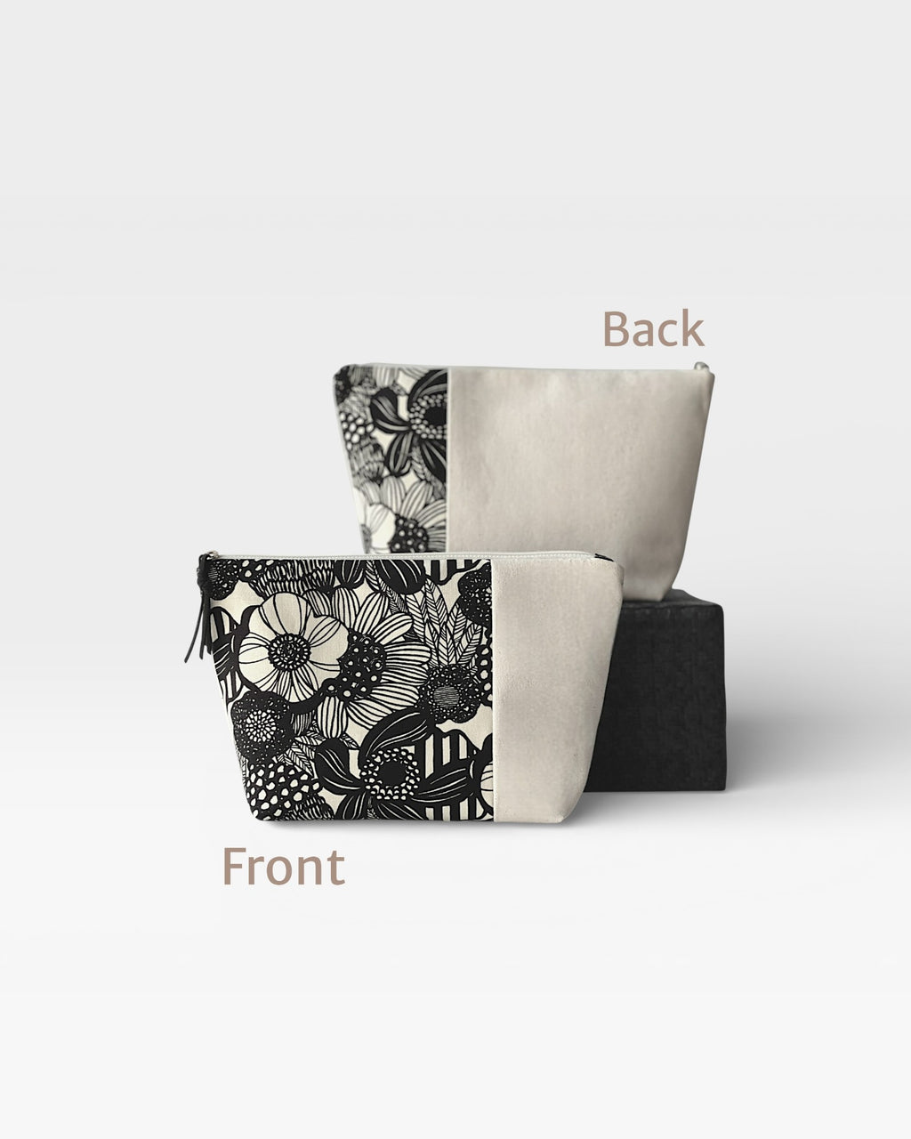 Natural Canvas Floral Zipper Pouch